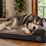 How Vets Diagnose FCE (Fibrocartilaginous Embolism) husky on orthopedic bed