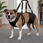 FCE vs IVDD: Understanding the Difference older staffy in harness