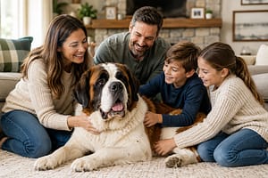 Duke's Story st bernard with family